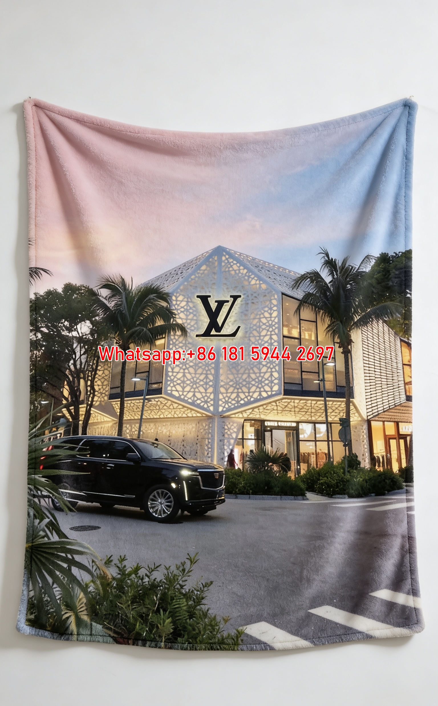 LV Miami Store Blanket Luxury LV Building Throw 145